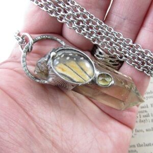 Monarch Butterfly Wing & Citrine Necklace.